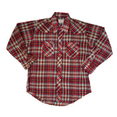 Vintage 80s red beige check pattern western cowboy shirt size XL by Wrangler